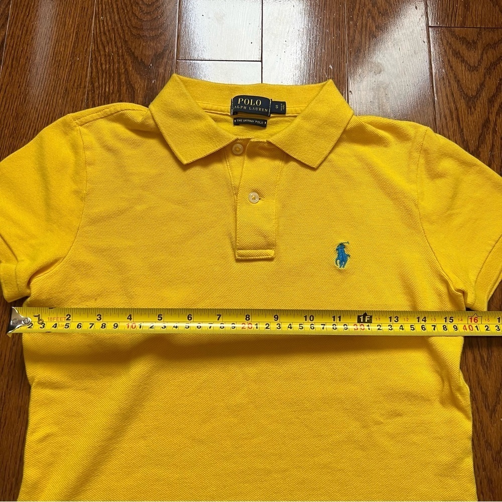 Polo Ralph Lauren Yellow Collared Logo Skinny Polo Short Sleeve T-Shirt - Sz S - Picture 10 of 11